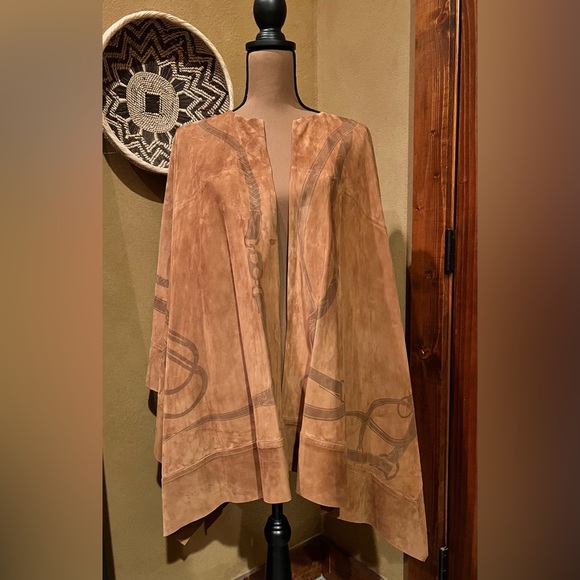SOLD Gorgeous Ralph Lauren Purple Label Equestrian Print Cape Wrap - Picture 3 of 7